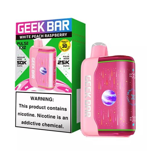 white peach geek bar pulse x 2 50K Disposable Vape Device Geek Bar Pulse 5% Flavour_Lemonade Color:Red & Black